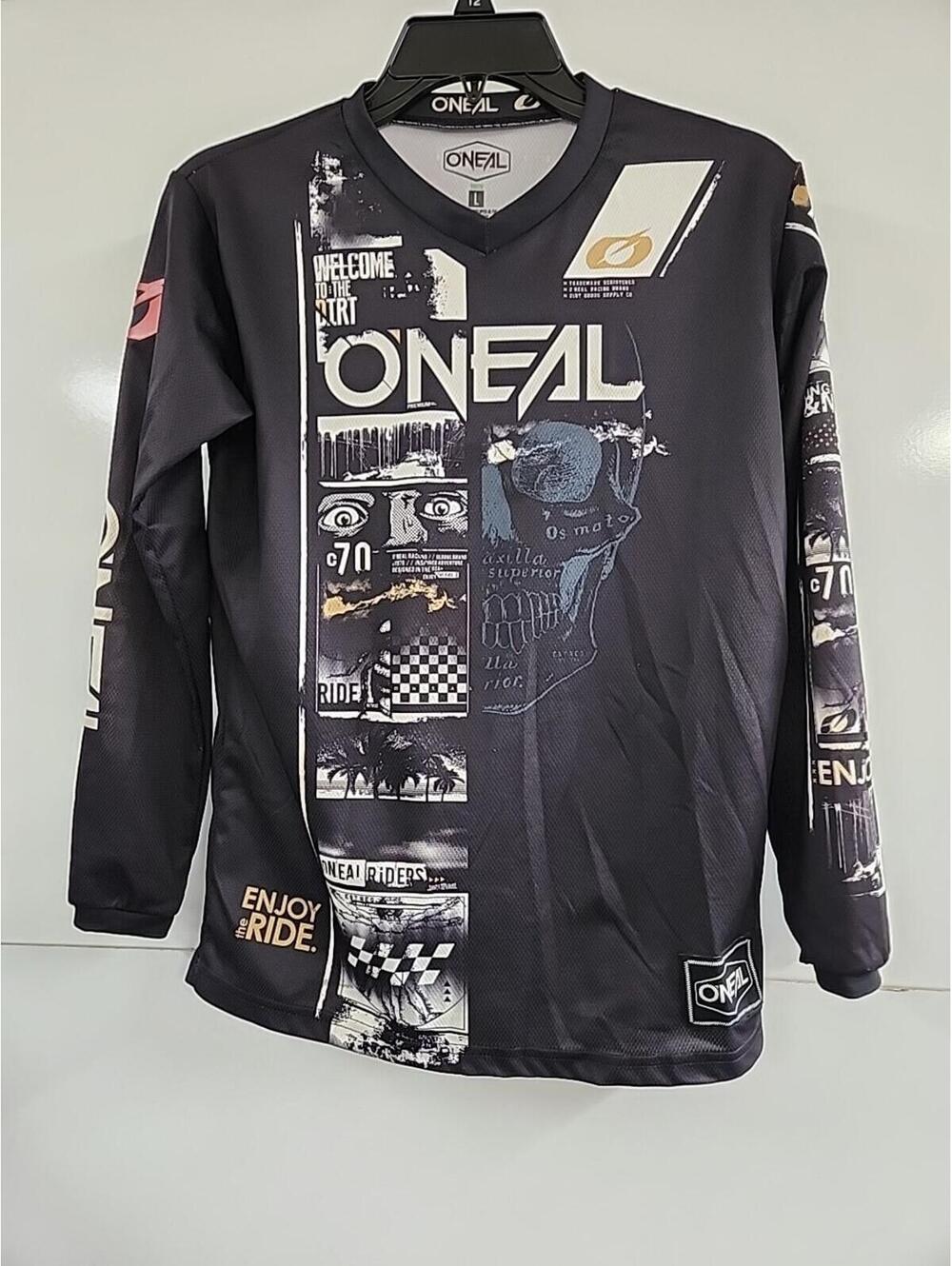 O'Neal MX Youth Jersey Size Large Black Long Sleeve Shirt Dirt Bike Racing Gear